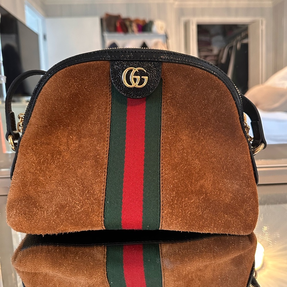 Authentic Gucci Ophidia Cognac Suede Cross Body Bag